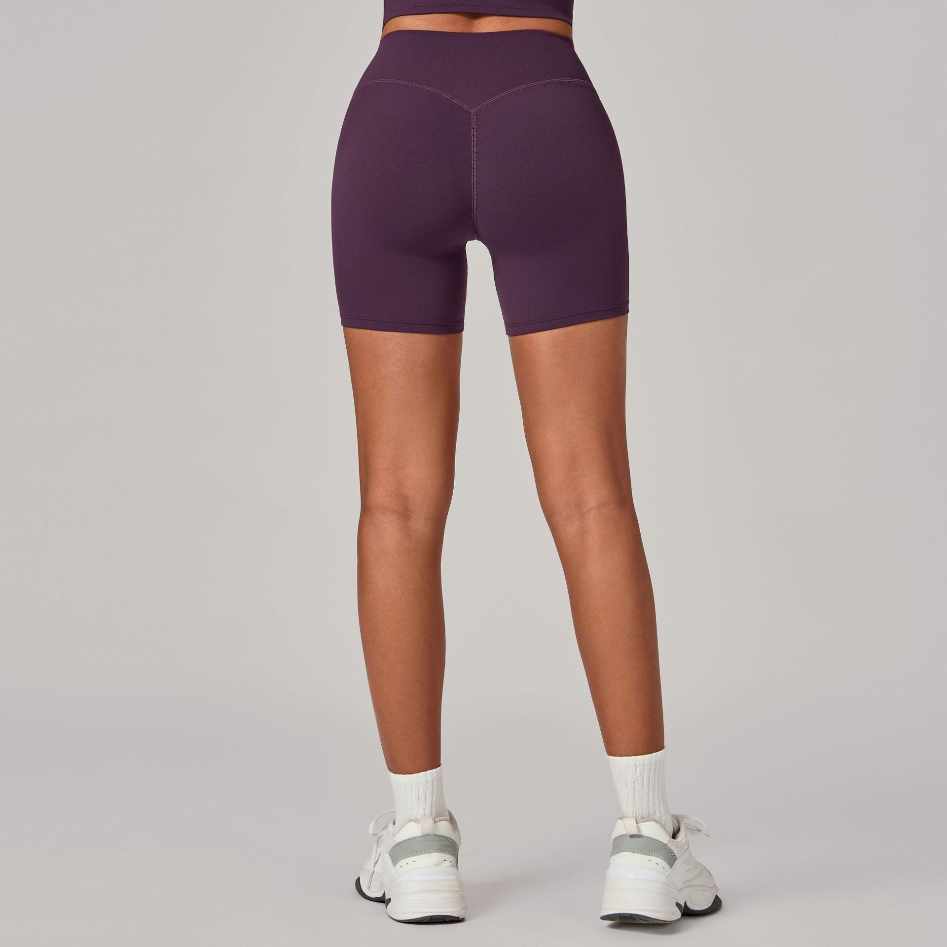 Invisible Ruched High-Waist Yoga Shorts Lifting Tight Running Fitness Shorts