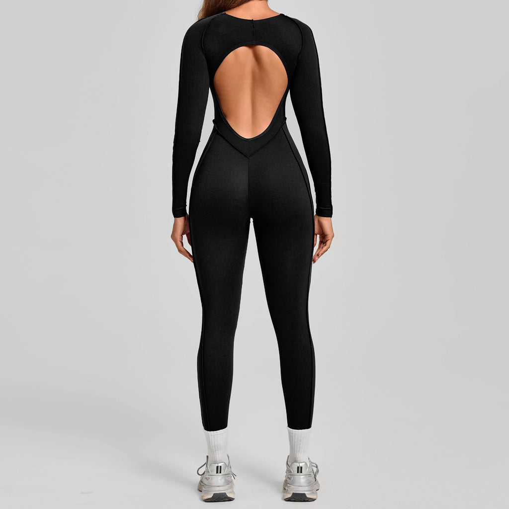 3D Panel Autumn Winter Tight Backless Yoga Jumpsuit Fitness One-Piece