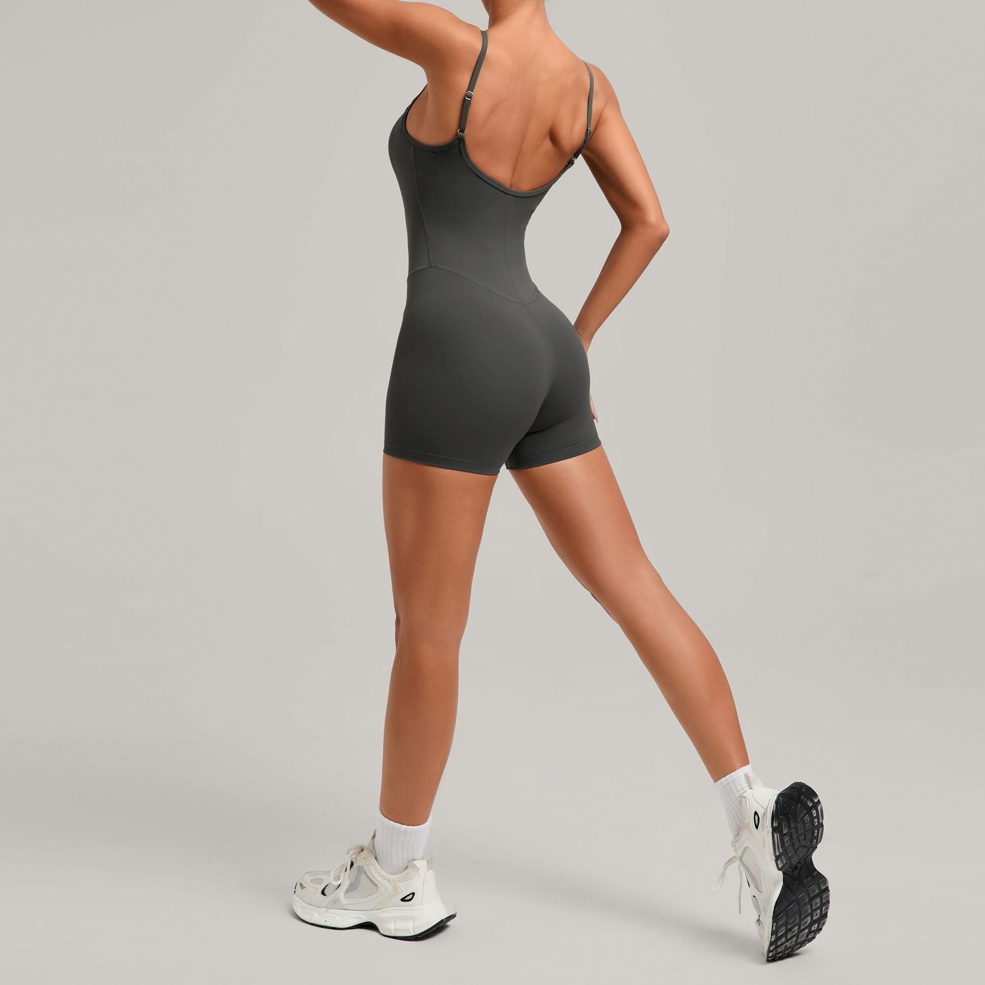 Deep Backless Yoga Jumpsuit Adjustable Straps Tight Fitness One-Piece