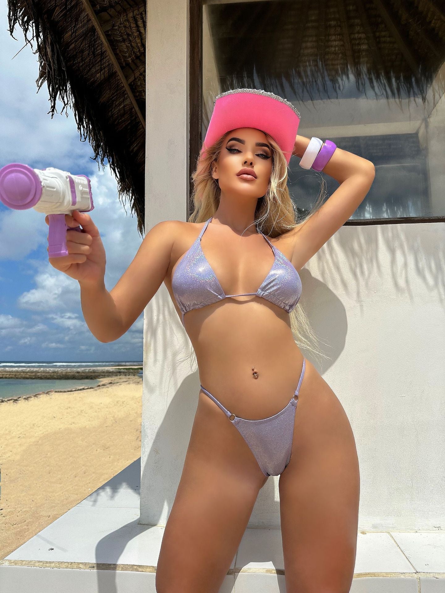 2026 Summer Sexy Star Sequin Bikini Set Two Piece Shiny Split Swimsuit Beachwear