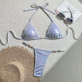 2026 Summer Sexy Shiny Pearl Thong Bikini Set High Cut Two Piece Swimsuit