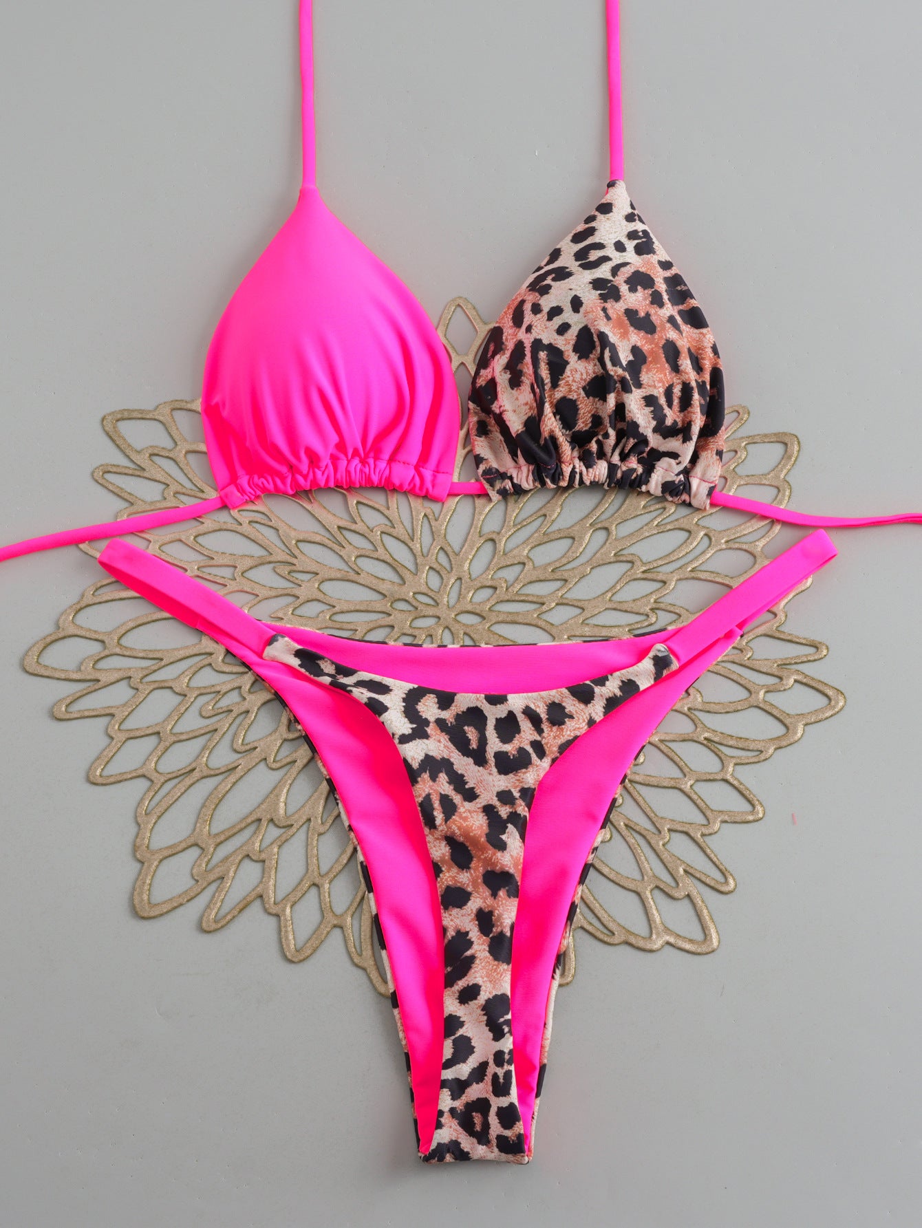Sexy Color Block Leopard Bikini | EU & US Women's Beach Swimwear