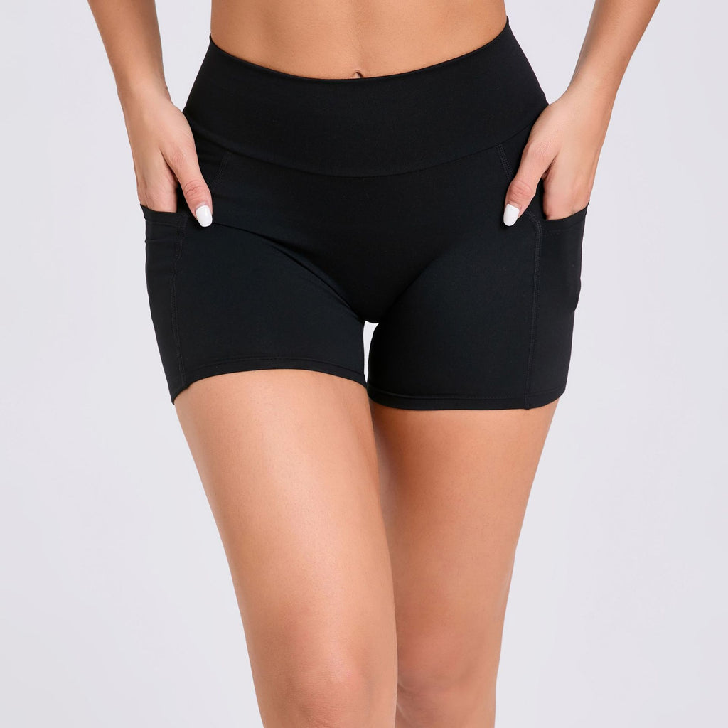 Custom High-Waist Yoga Shorts Side Pockets Back V Waist Scrunch Butt Fitness Shorts