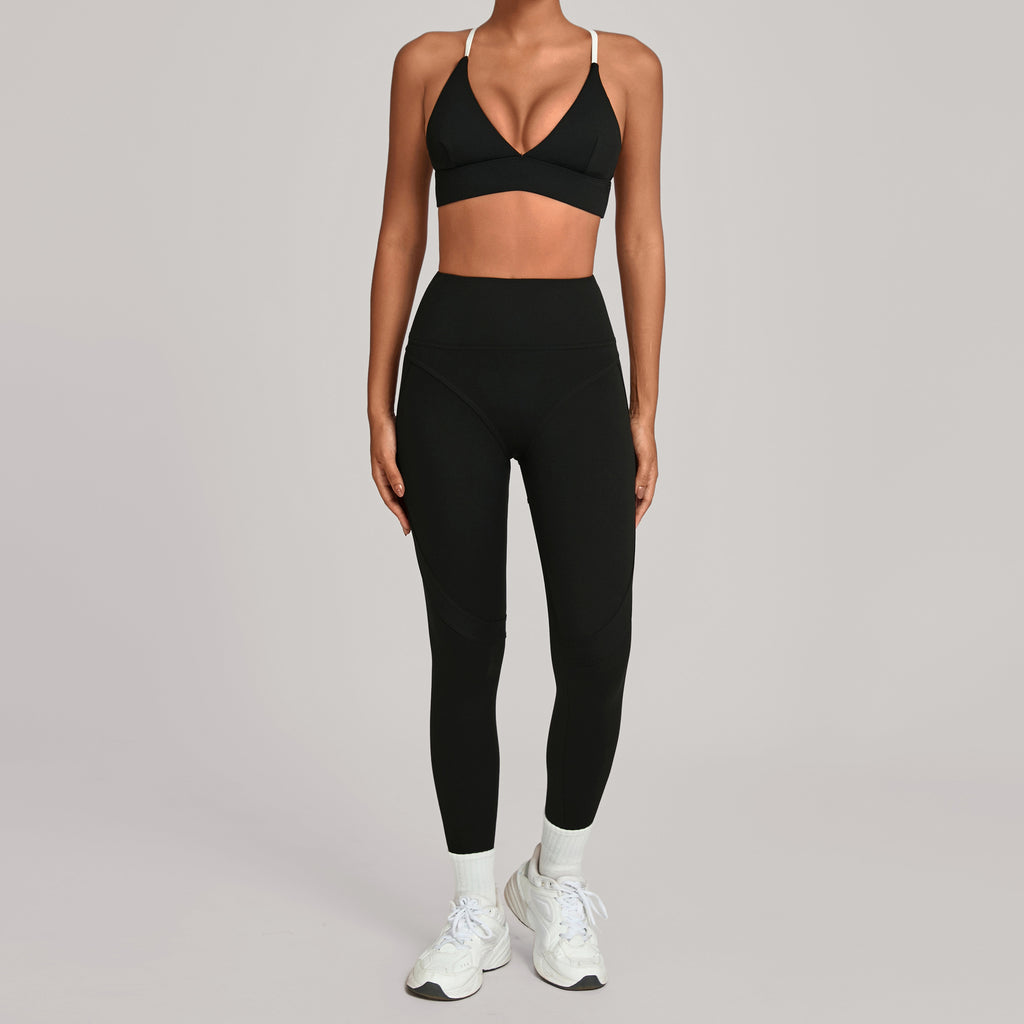 New Color Block Yoga Set | High-Waist Slim Fit Outdoor Fitness Two-Piece
