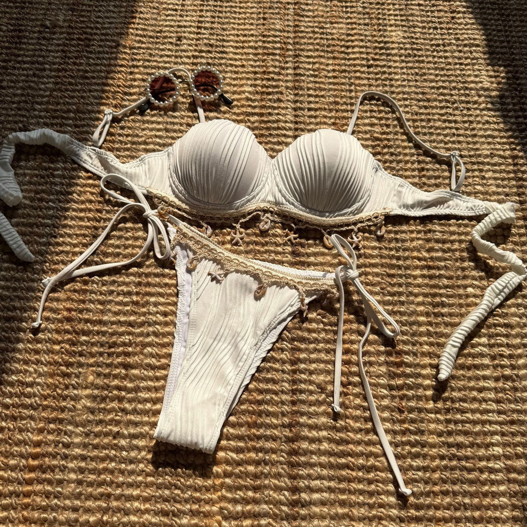 2026 Summer Sexy Tie Back Special Tulle Bikini Set Three Piece Split Swimsuit