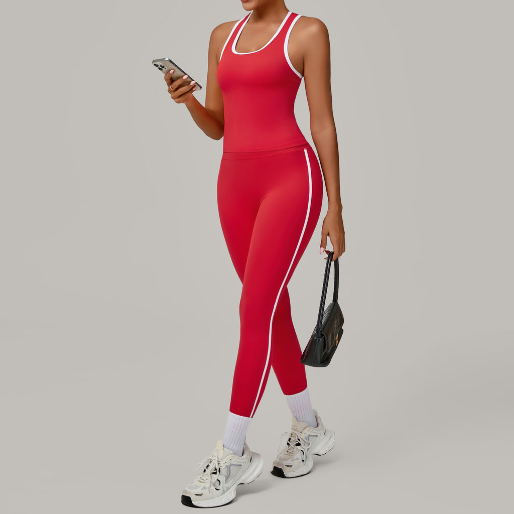 Contrast Patchwork Sports Set | Second-Skin Compression Running Yoga Outfit