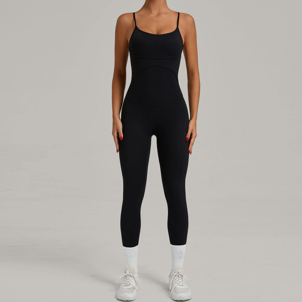 Cross Adjustable Strap Lifting Tight Yoga Jumpsuit Running Fitness Bodysuit