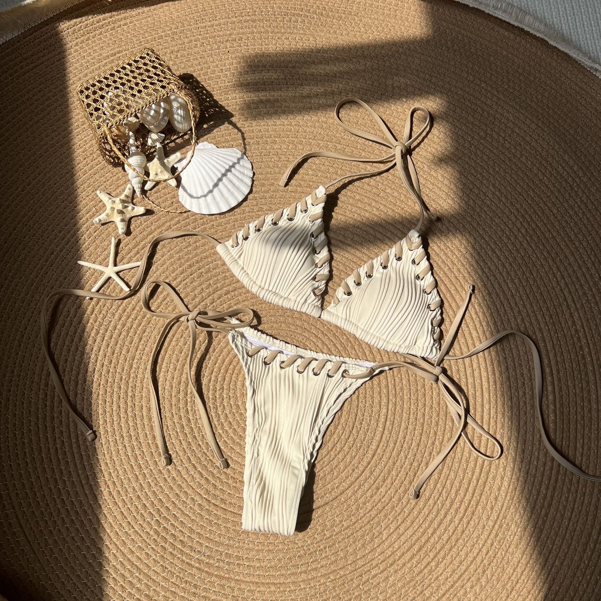 2026 Style Fresh Sweet High Waist Bikini Set Two Piece Swimsuit For Women