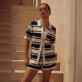 2026 Summer Sexy Hollow Out Striped Beach Cover Up Bikini Swimsuit Top Set For Women