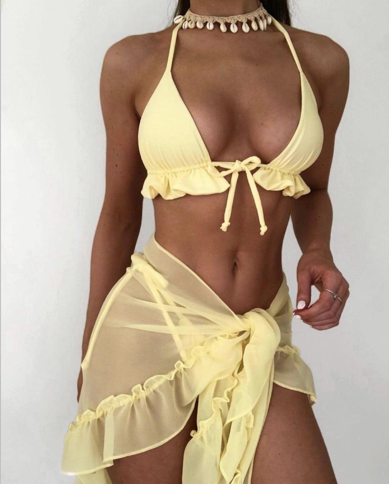 2026 Mesh Skirt Ruched Bikini | Feminine Two-Piece Swimwear