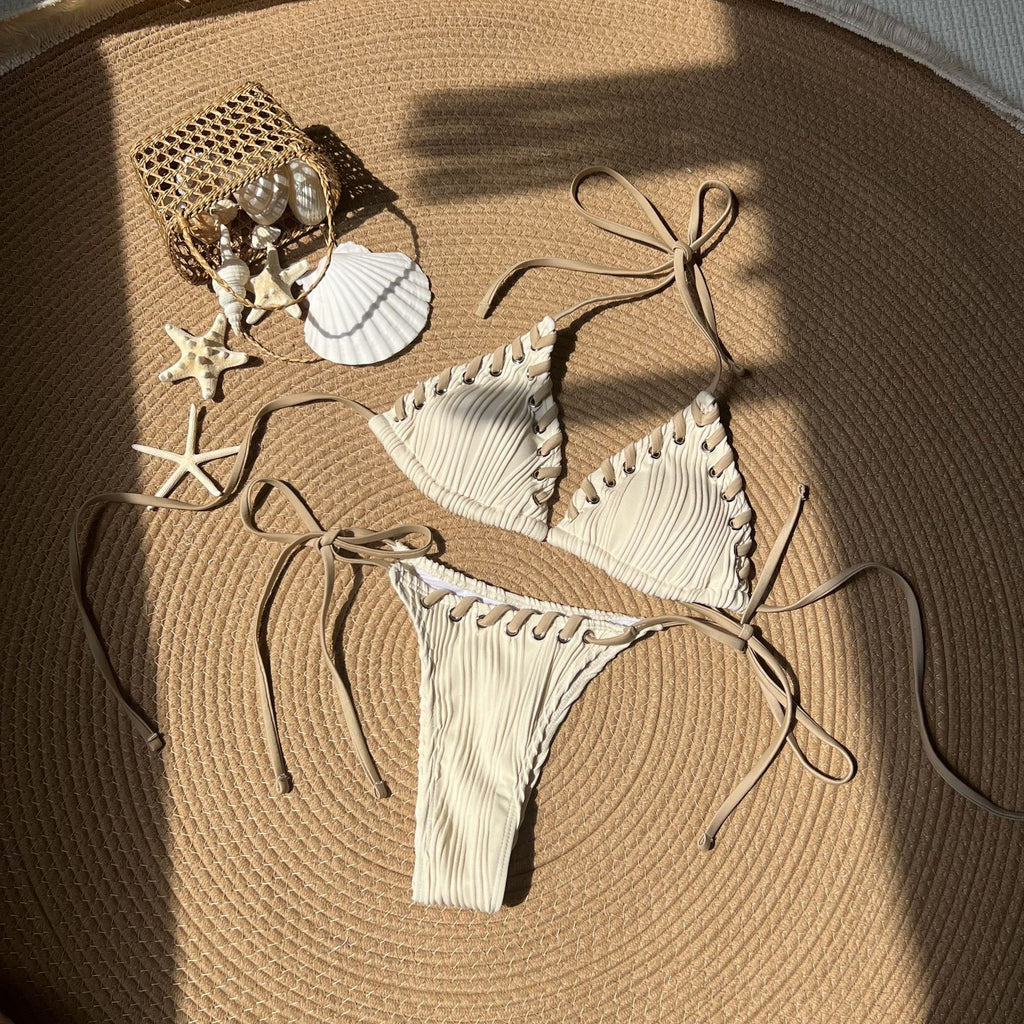2026 New EU & US Sweet Minimal Bikini Set | Fresh Style Split Swimsuit for Women