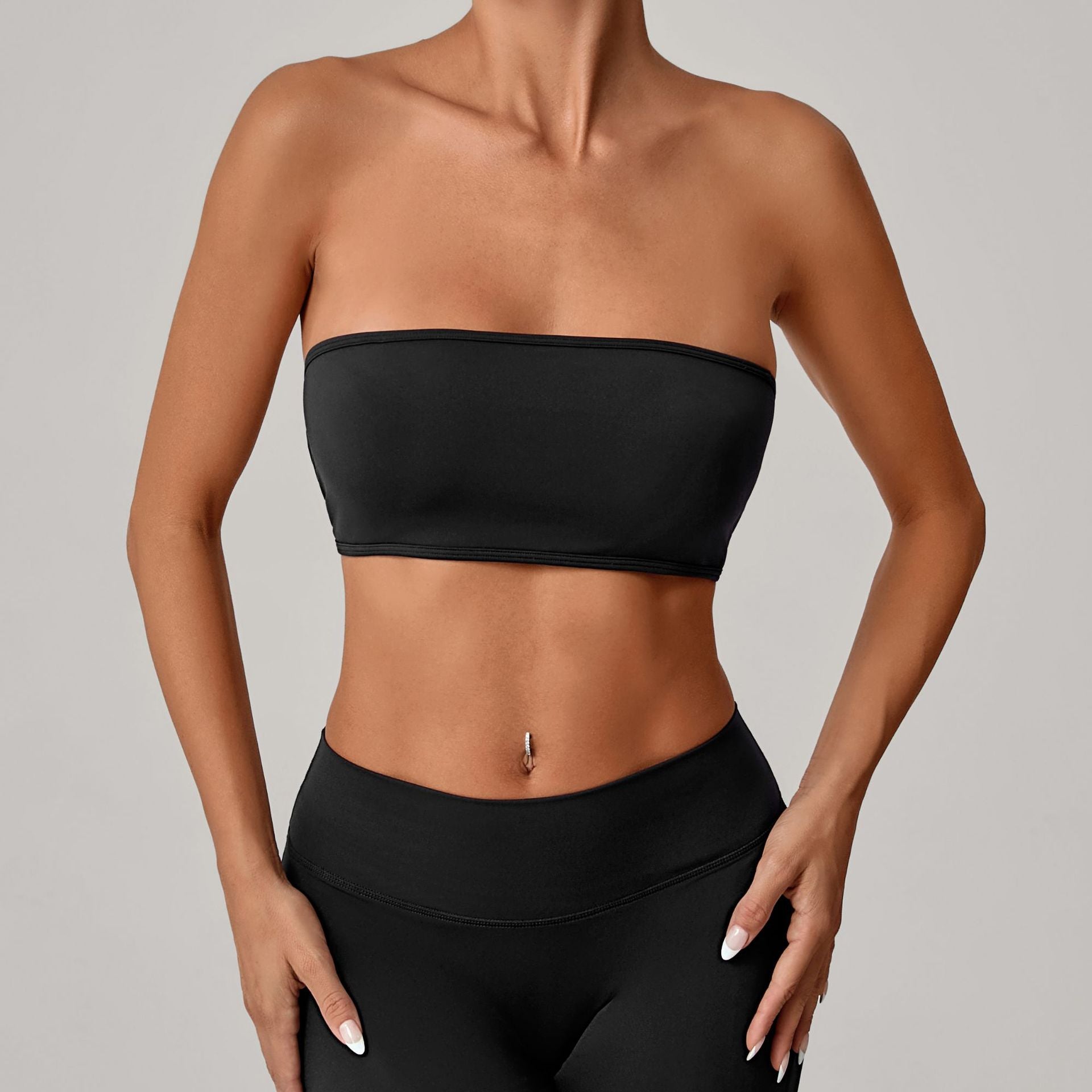 Anti-Slip Bandeau Base Layer Sports Bra | One-Piece Naked-Feel Yoga Fitness Top