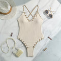 2026 Color Block Lace-Up Sexy One-Piece Swimsuit | Strappy Bikini Style