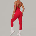 Cross Back Adjustable Strap Summer Yoga Jumpsuit Spliced Fitness Bodysuit