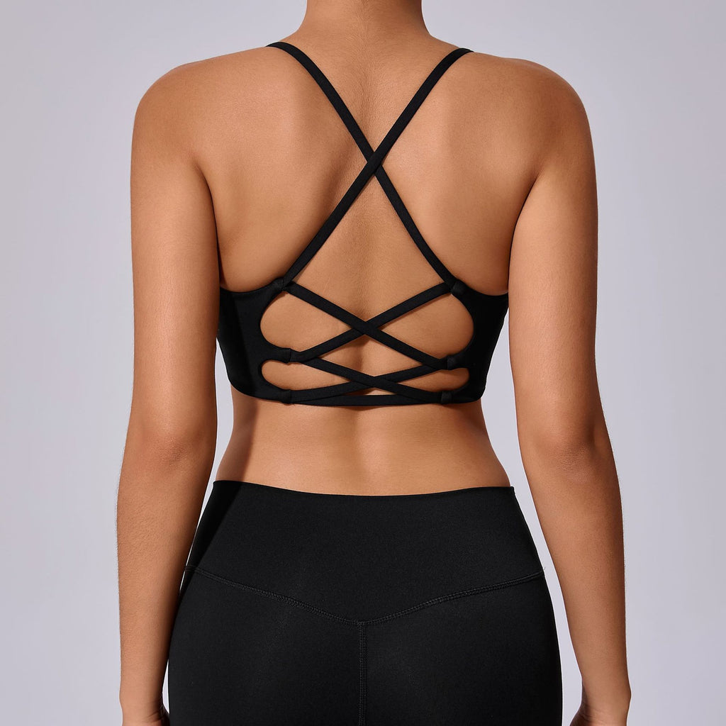 Shockproof Cross Strap Naked-Feel Yoga Bra | Running & Training Cross Back Sports Top