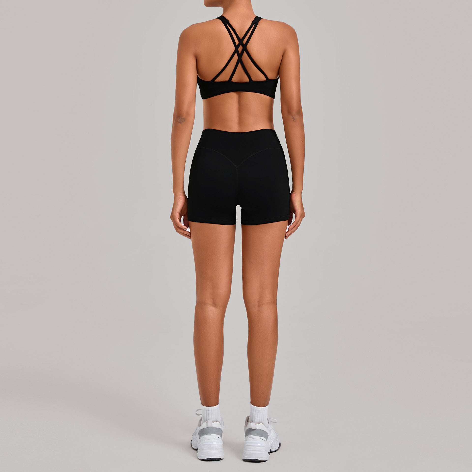 Cross Back Yoga Set with Removable Pads | Slim Fit Quick-Dry Shorts Two-Piece