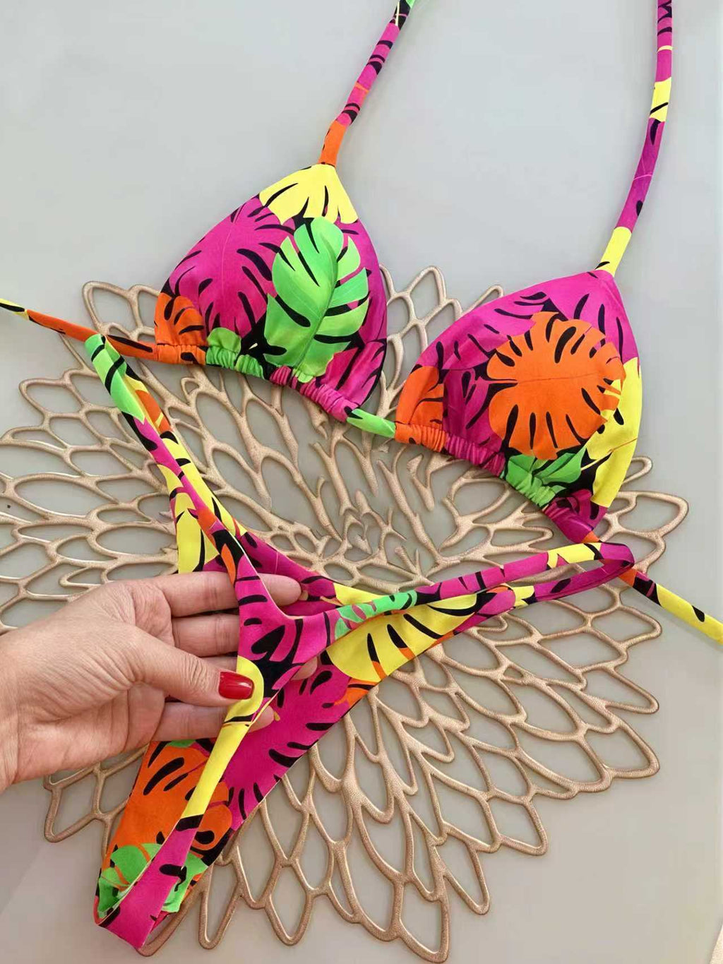 2026 Digital Print Bikini Three-Piece Set | High-Waist Boyshort Hot Spring Swimwear