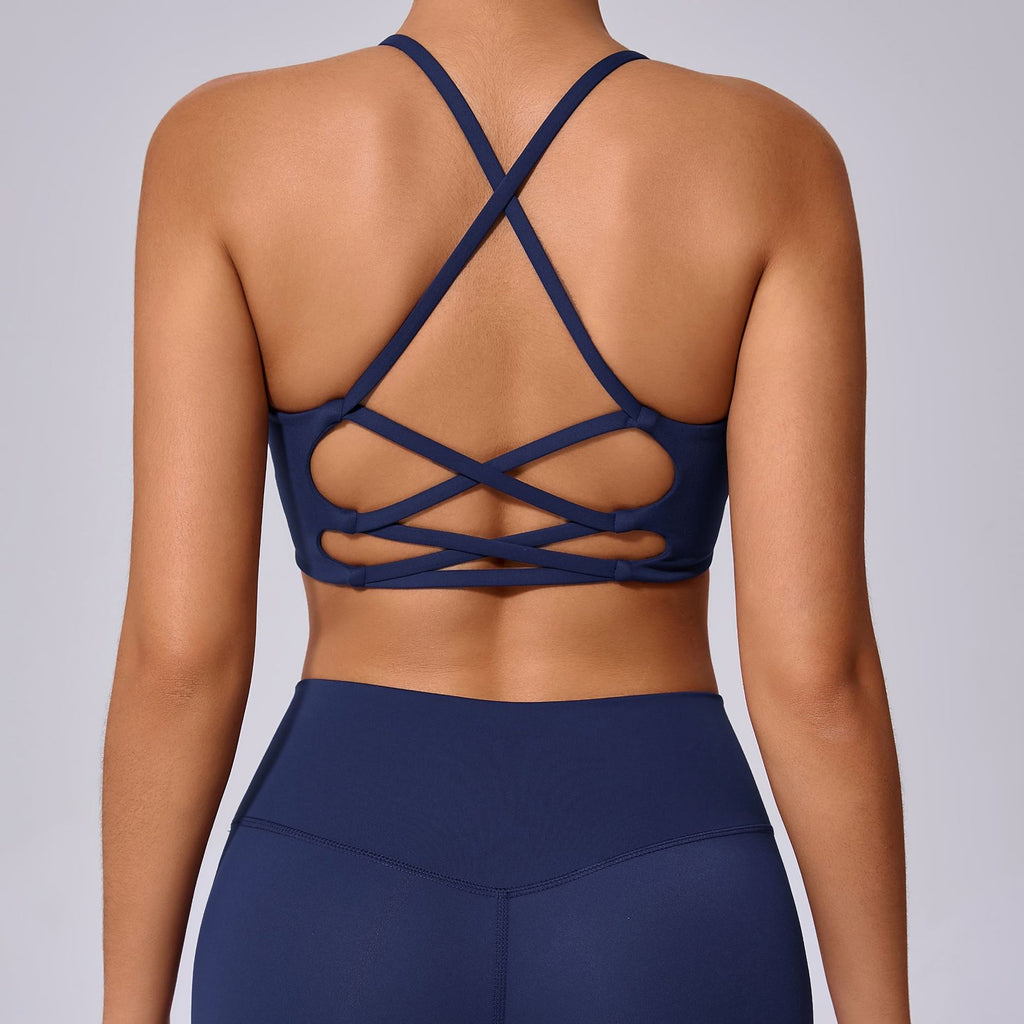 Shockproof Cross Strap Naked-Feel Yoga Bra | Running & Training Cross Back Sports Top