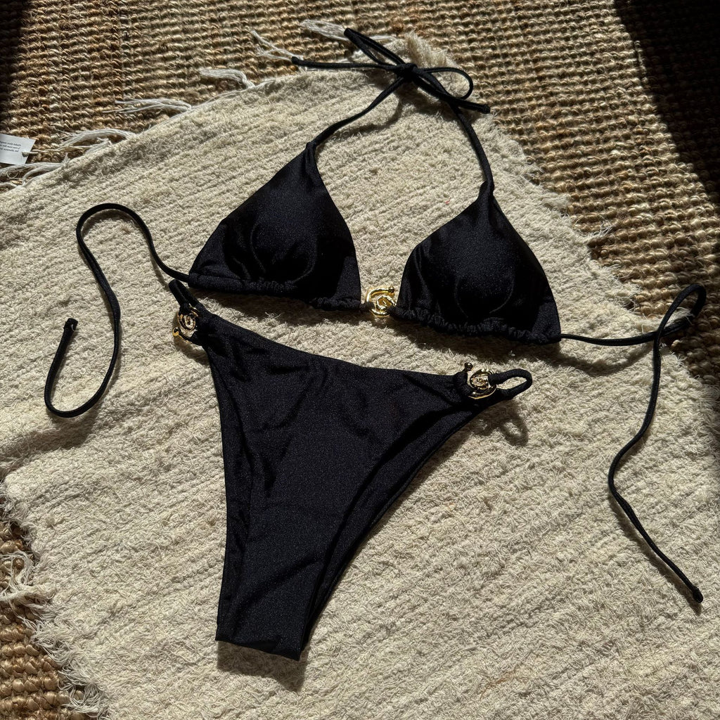 2026 Solid Color Shell Petal Push Up Bikini Set Sexy Two Piece Split Swimsuit
