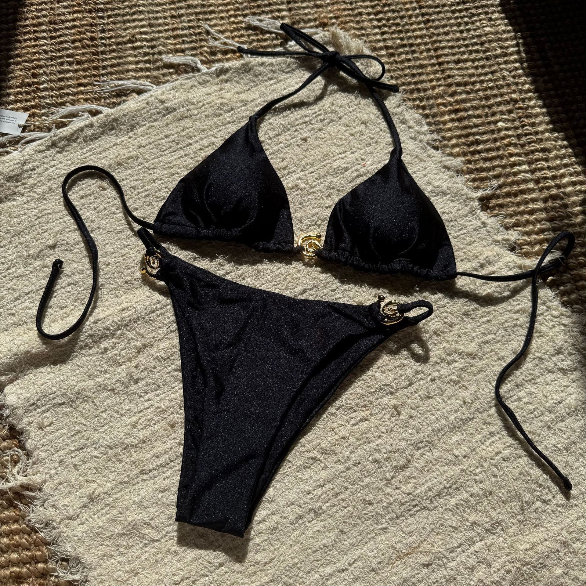 2026 Solid Color Shell Petal Push Up Bikini Set Sexy Two Piece Split Swimsuit