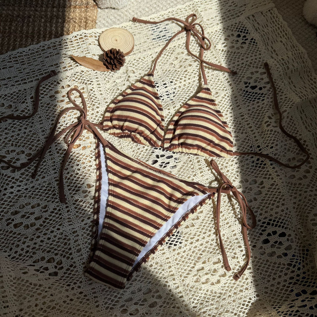 2026 Striped Terry Fabric Fresh Sexy Bikini | Two-Piece Swimwear