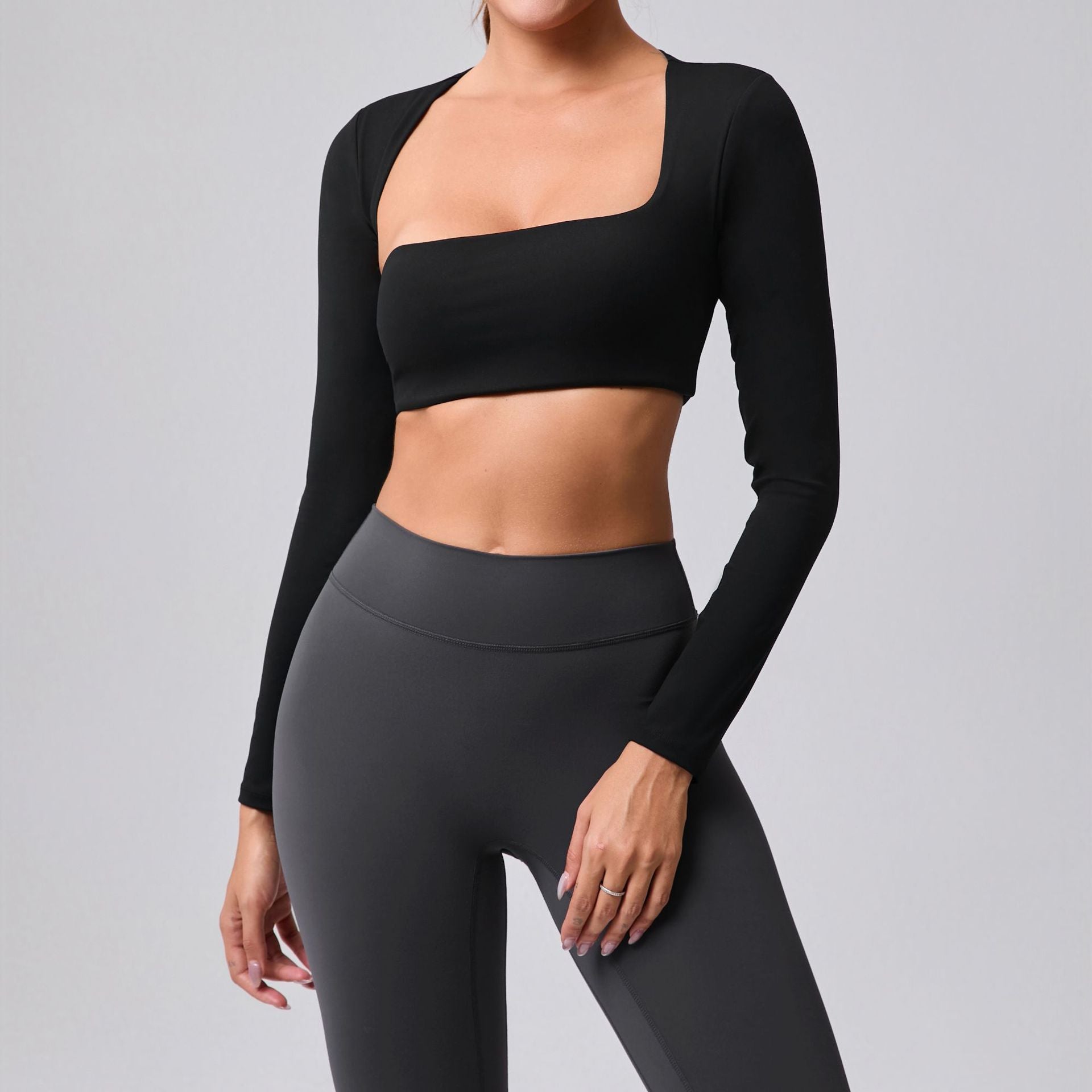 Brushed Long Sleeve Yoga Wrap Top | Lightweight Running & Fitness Activewear