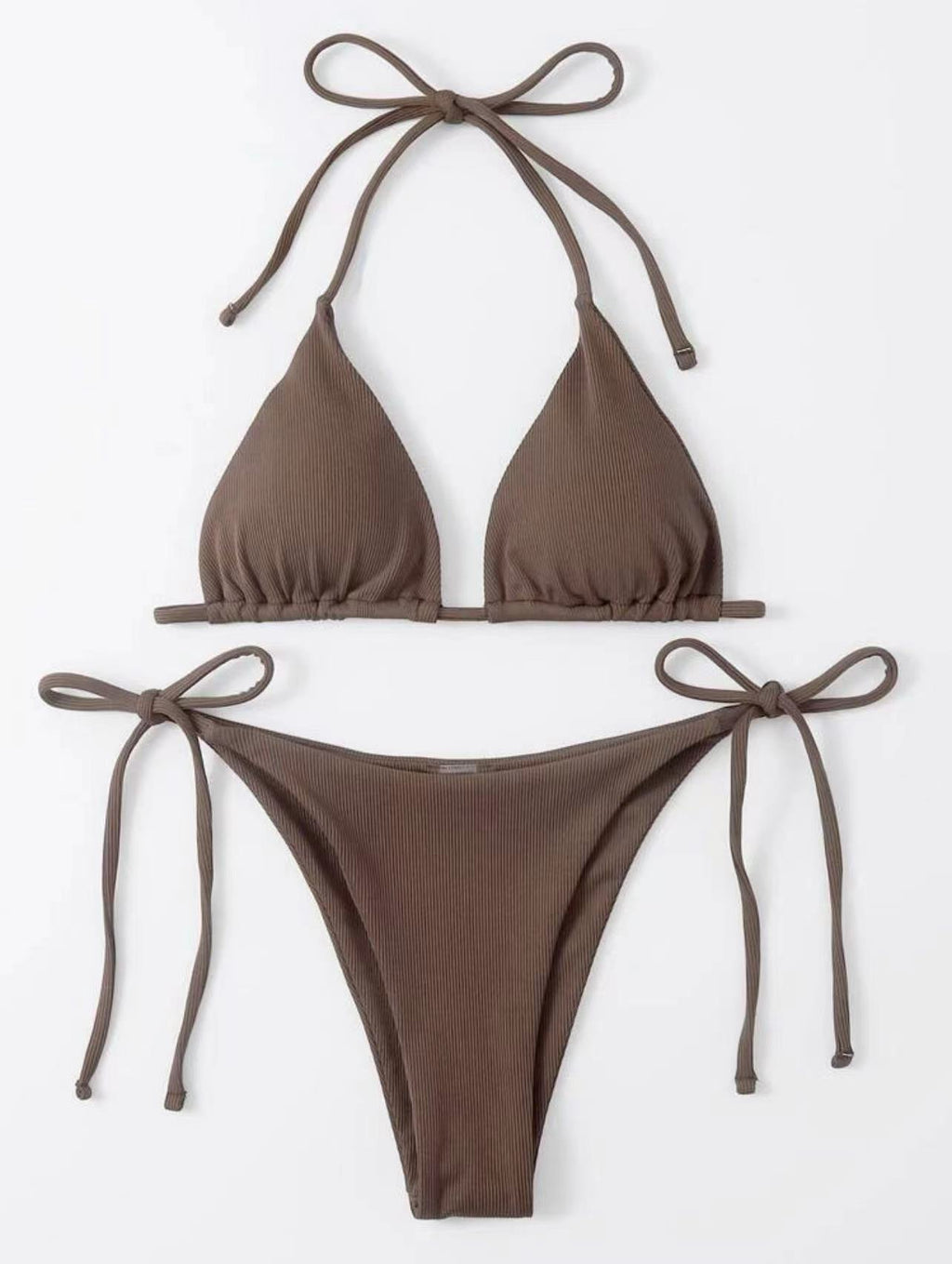 2026 Style Sexy Thong Ribbed Bikini Set Two Piece Split Swimsuit