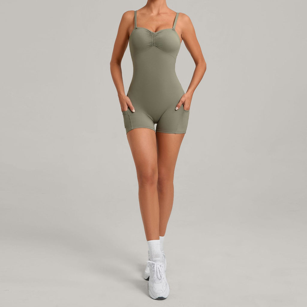 Multi-Way Wear Yoga Jumpsuit Side Pocket Running Fitness Bodysuit