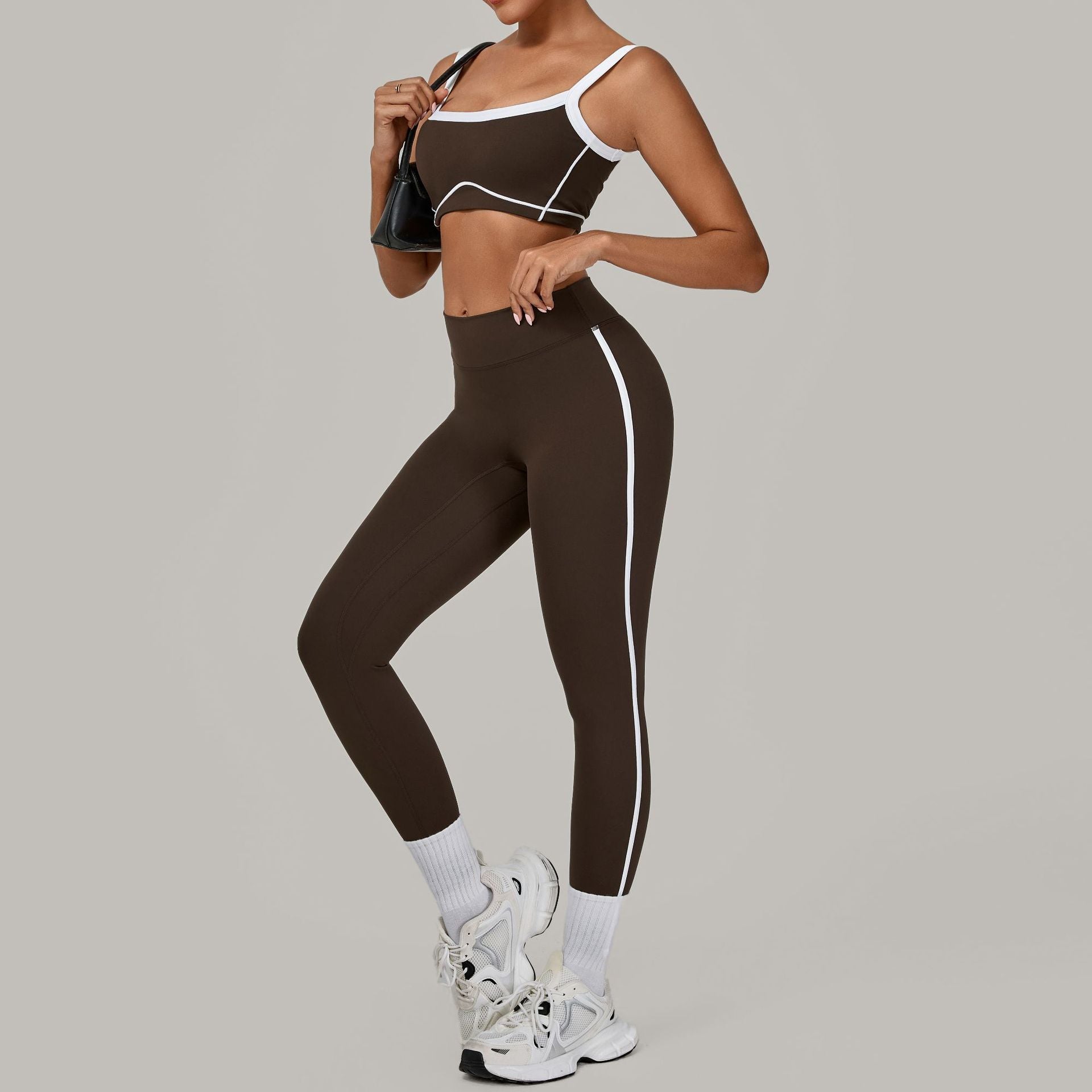 Color Block Patchwork Yoga Set | Slimming Outdoor Running Fitness Two-Piece