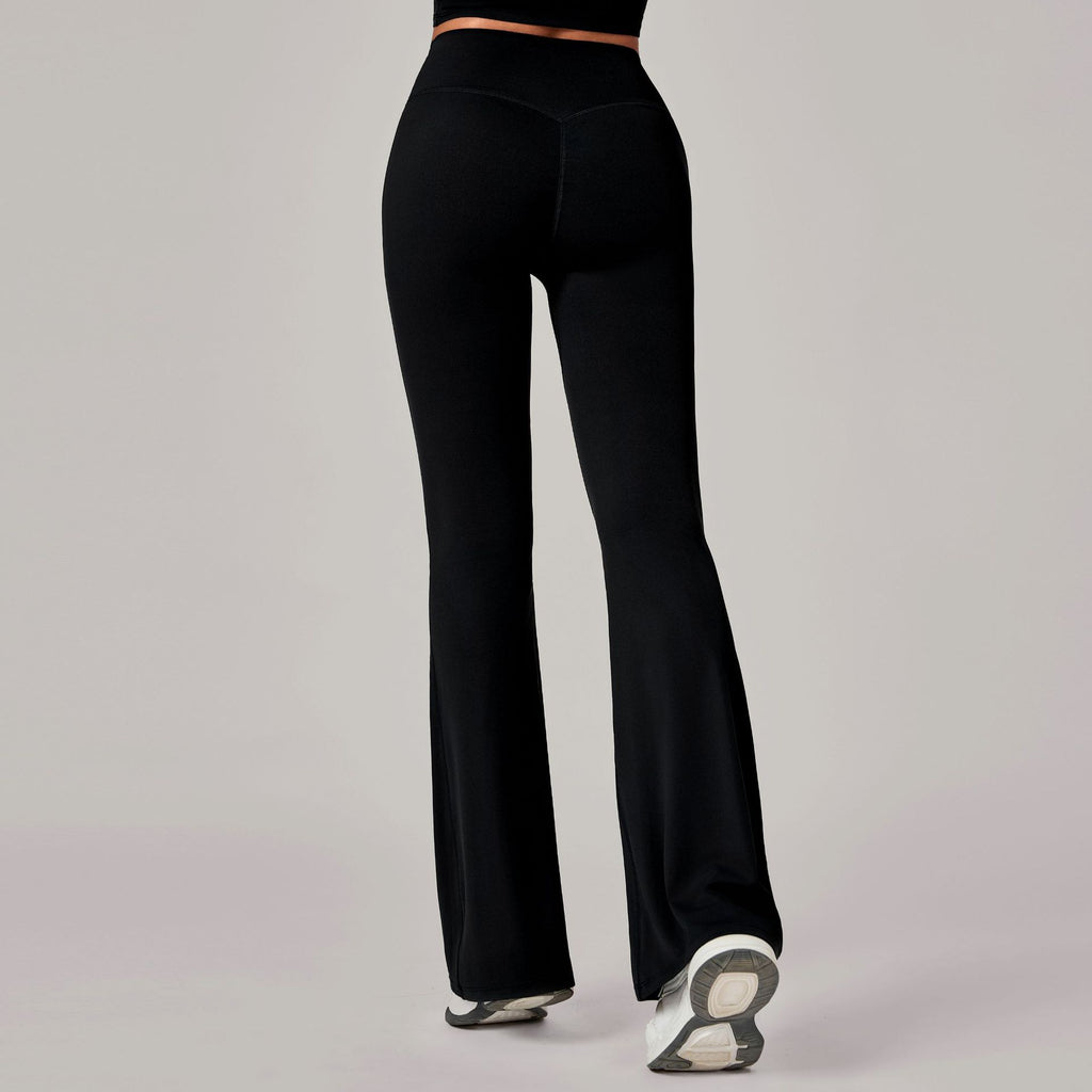 Invisible Ruched Yoga Flare Pants | High-Waist Booty-Lift Wide-Leg Fitness Trousers