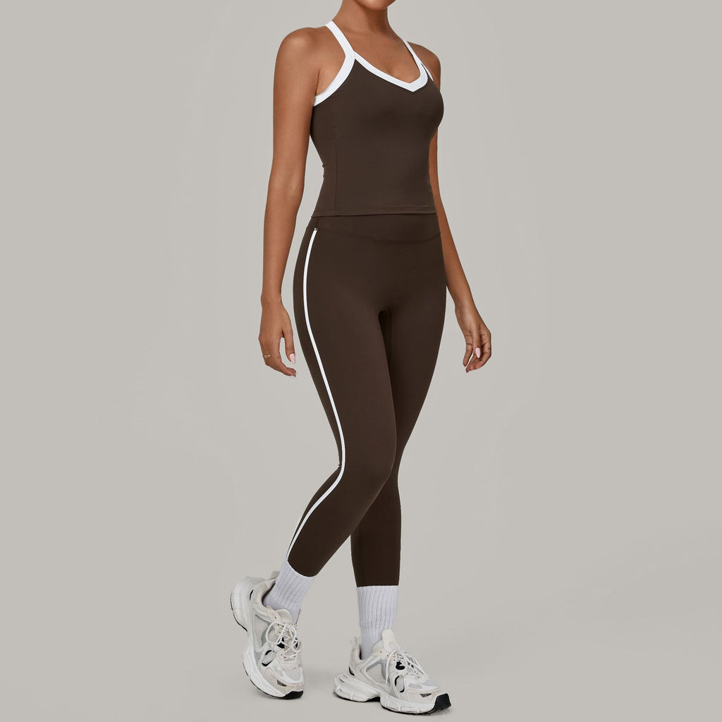 Contrast Trim Yoga Set for Women | Second-Skin Compression Fitness Outfit 3230+4601