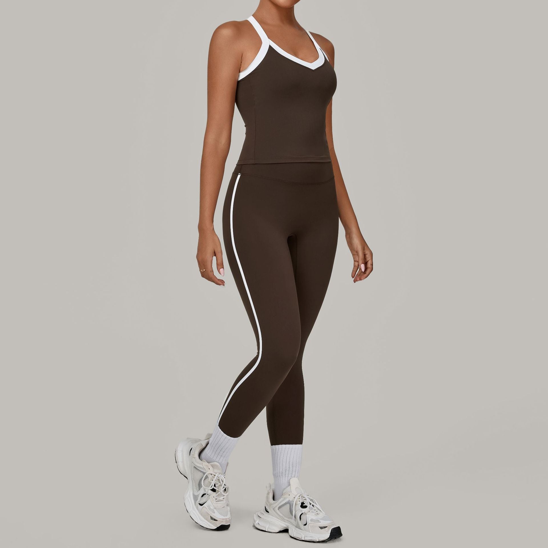 Contrast Trim Yoga Set for Women | Second-Skin Compression Fitness Outfit 3230+4601