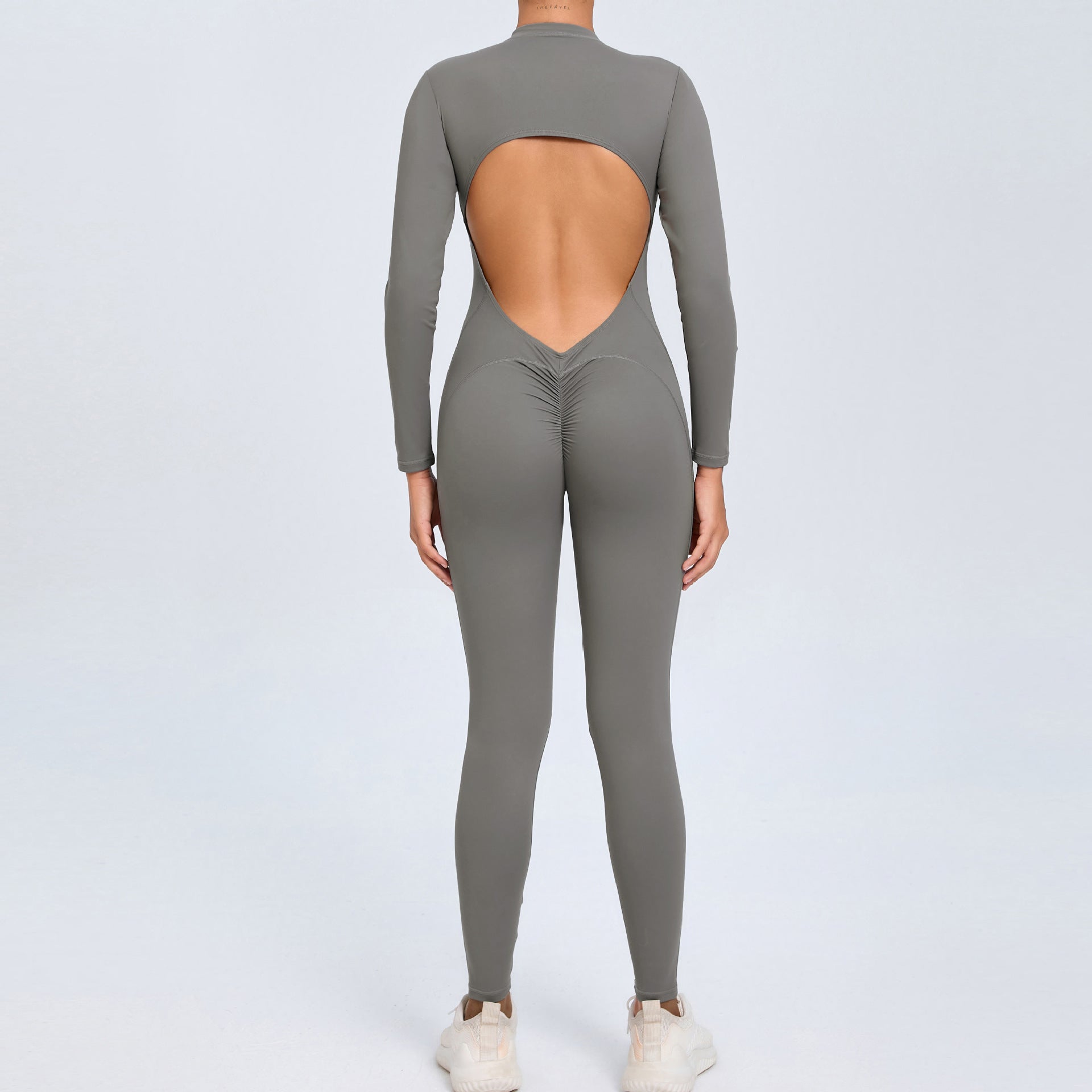 New Zipper Long Sleeve Bare-Feel Yoga Jumpsuit Tight Gym Activewear