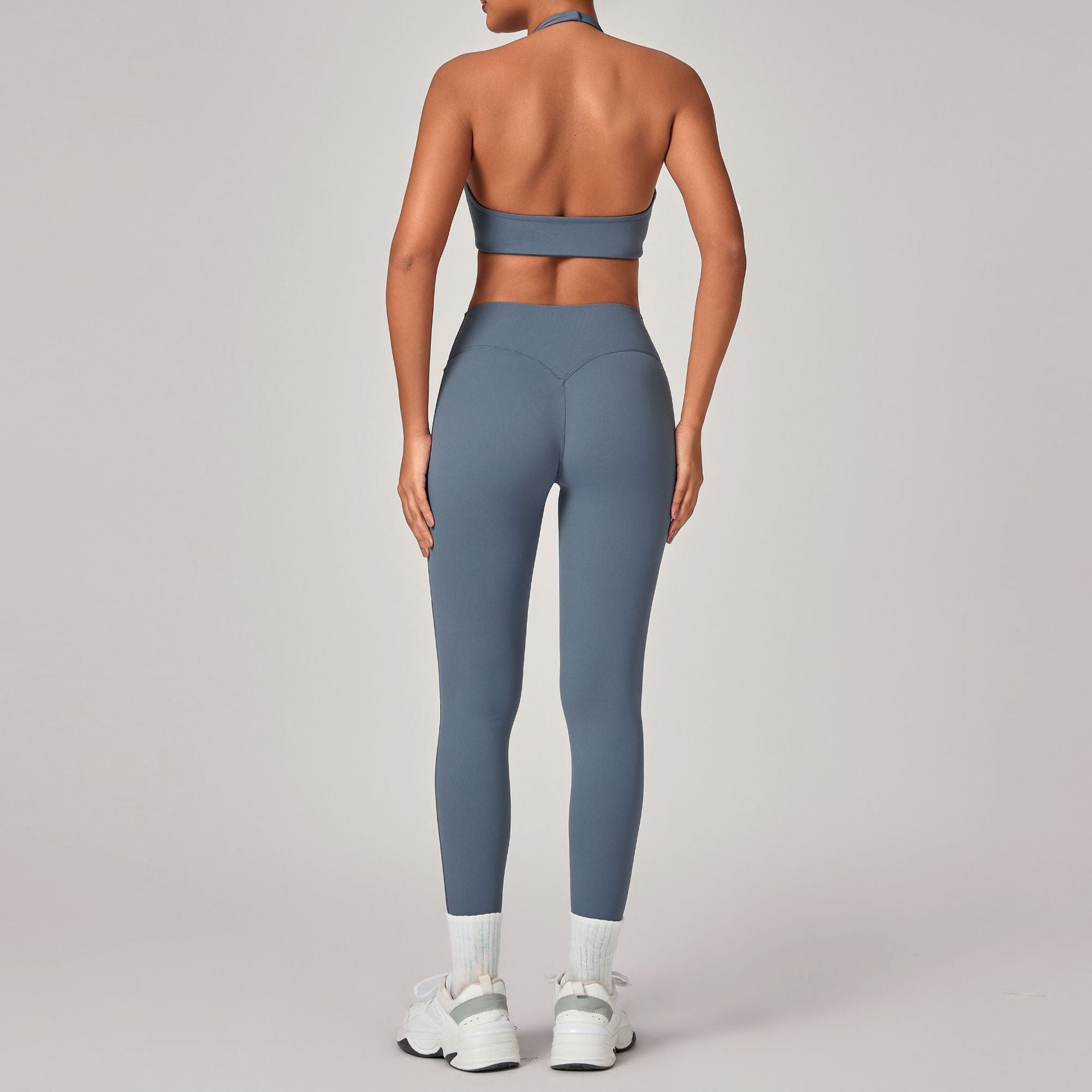 Invisible Ruched Cross Back Yoga Set | Quick-Dry Outdoor Running Fitness Outfit
