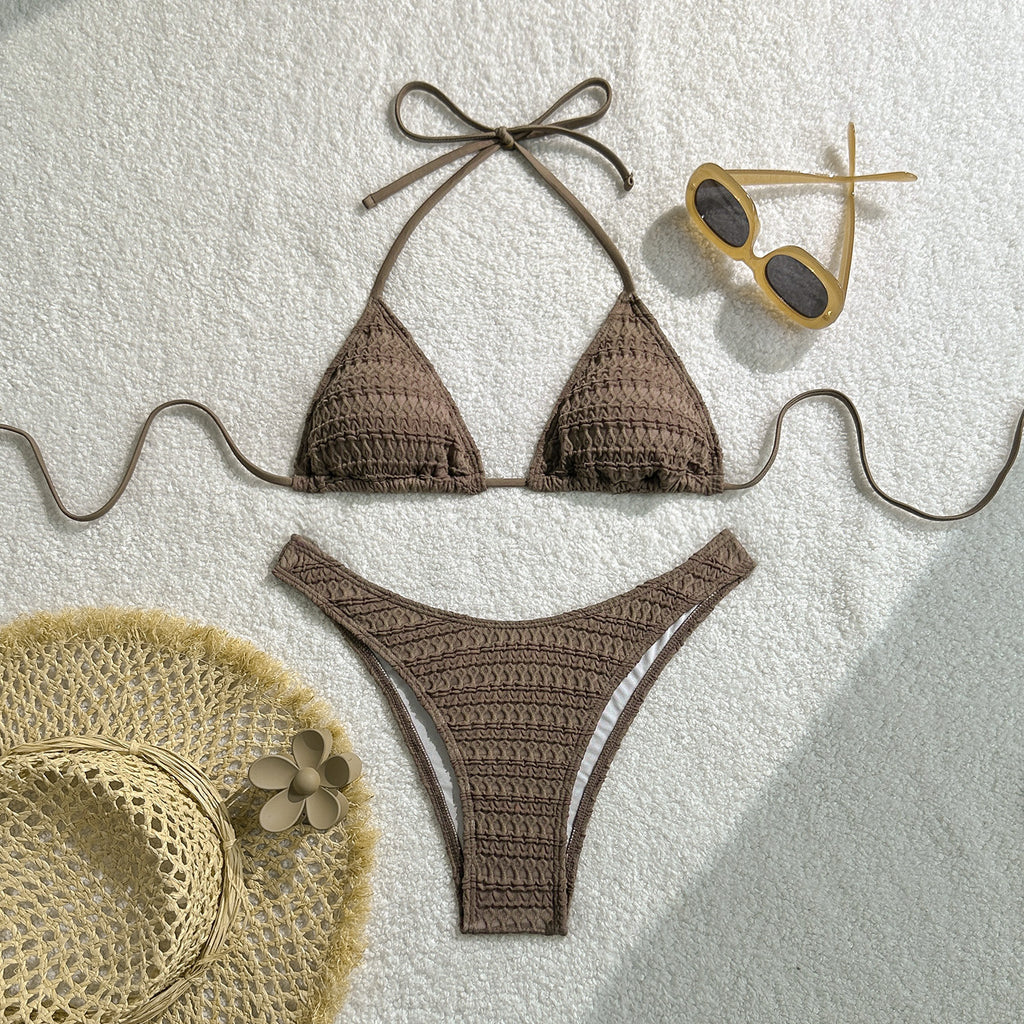 2026 Solid Color Sexy Bikini Set Four Piece Beach Vacation Split Swimsuit INS Style