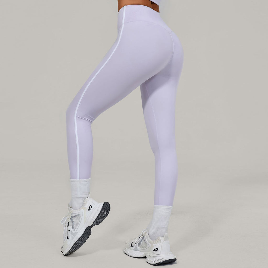 High-Waist Invisible Ruched Yoga Leggings | Color Block Naked-Feel Fitness Pants