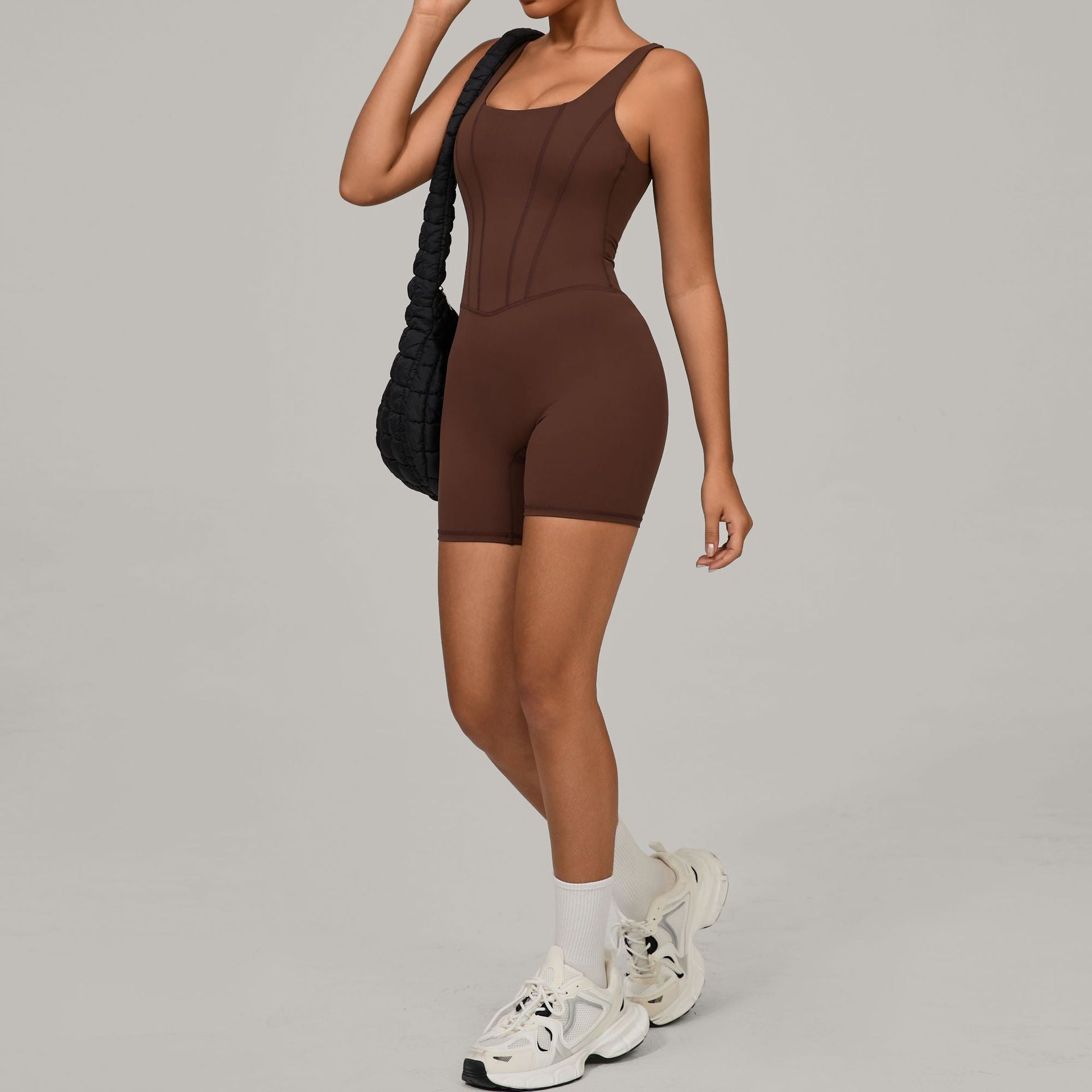 Quick-Dry Bare-Feel Yoga Jumpsuit Adjustable Straps Backless Gym Wear
