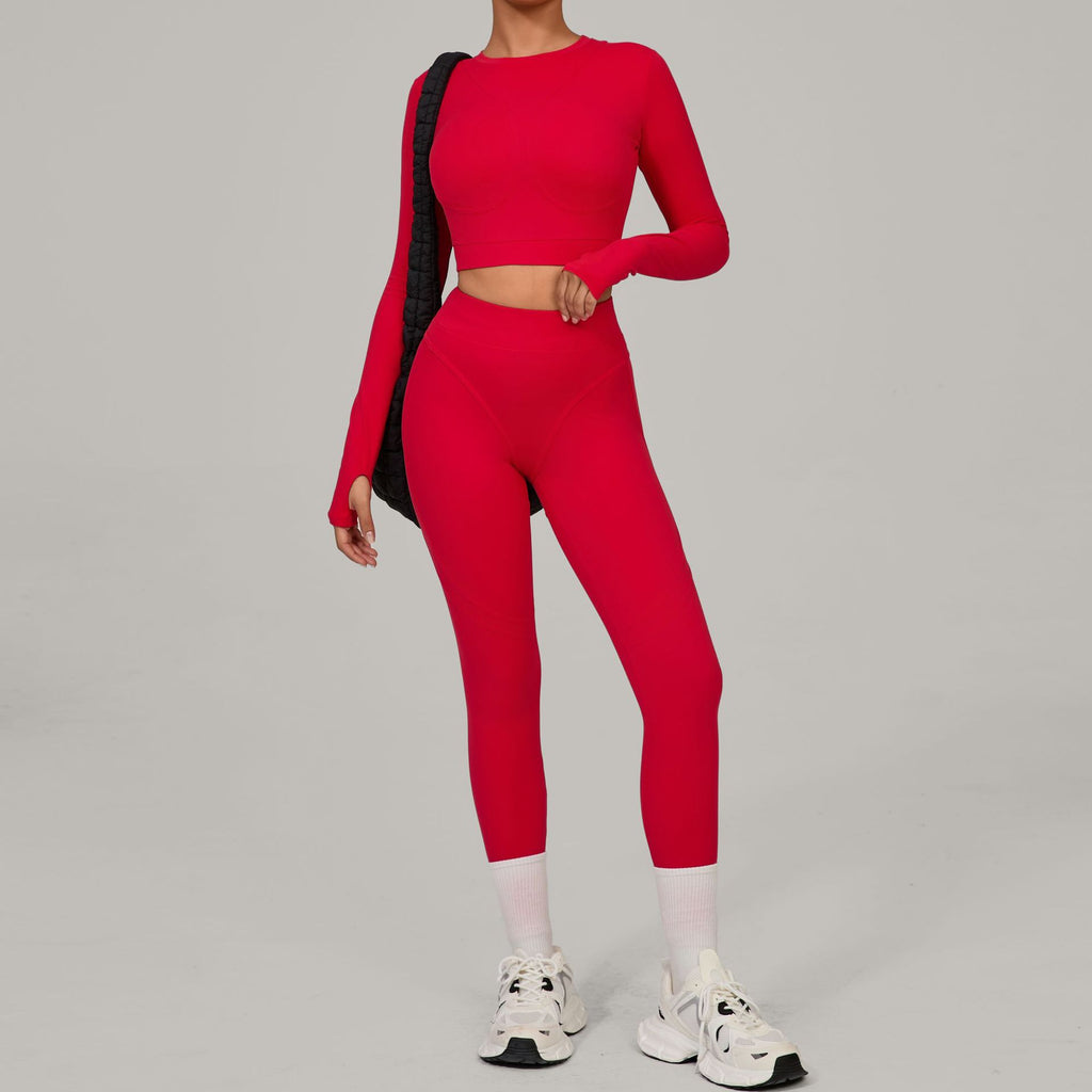 Brushed Compression Quick-Dry Yoga Set | Winter Outdoor Running Outfit