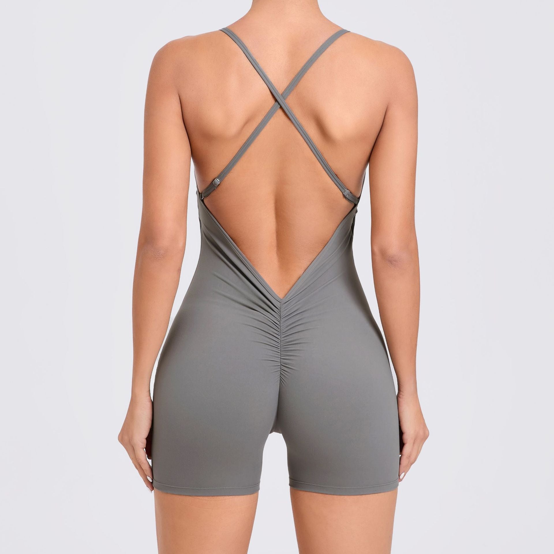 Quick-Dry Bare-Feel Yoga Jumpsuit Back Sculpting Running Fitness Bodysuit