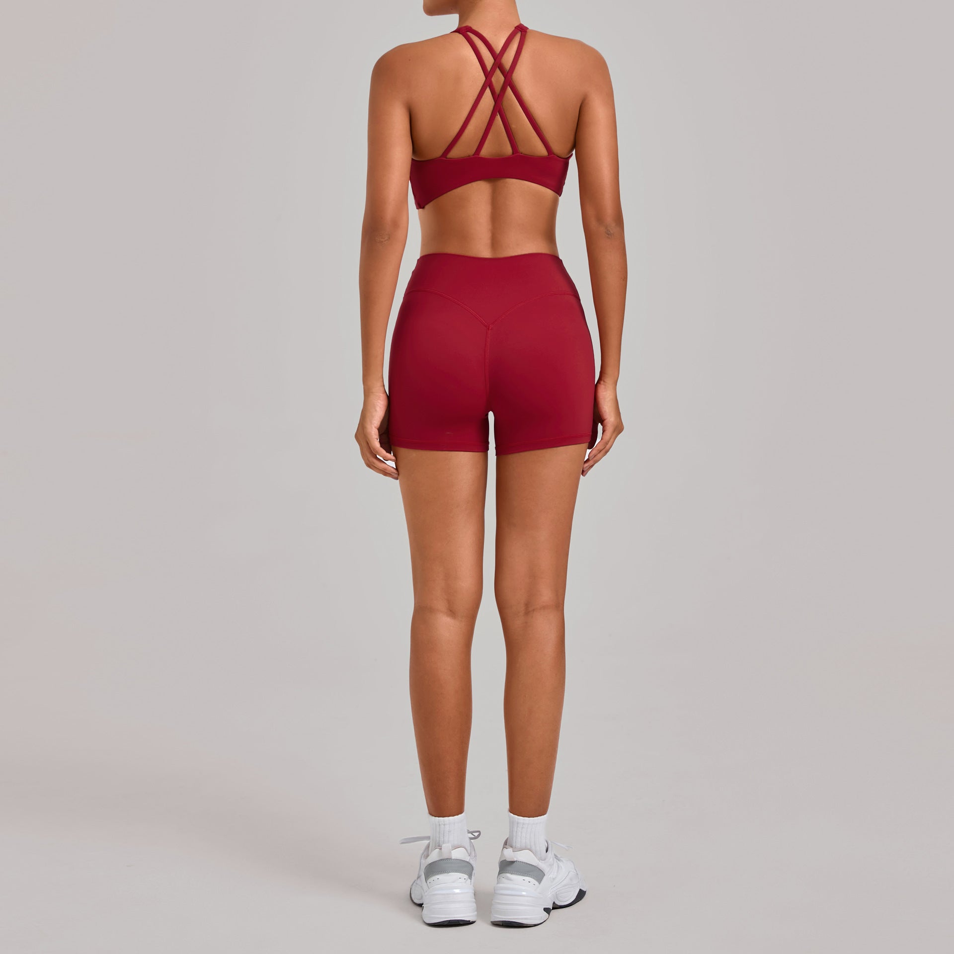 Cross Back Yoga Set with Removable Pads | Slim Fit Quick-Dry Shorts Two-Piece