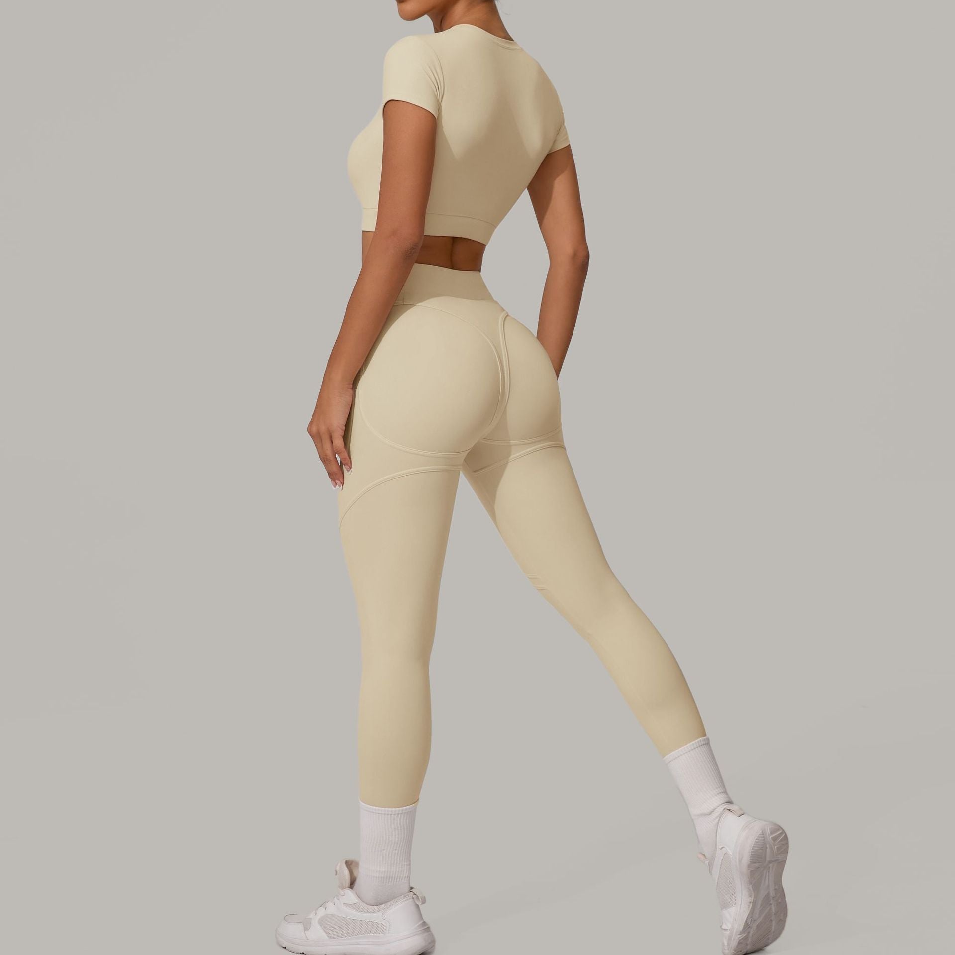 Brushed High-Waist Yoga Set | Compression Booty-Lift Running & Fitness Outfit