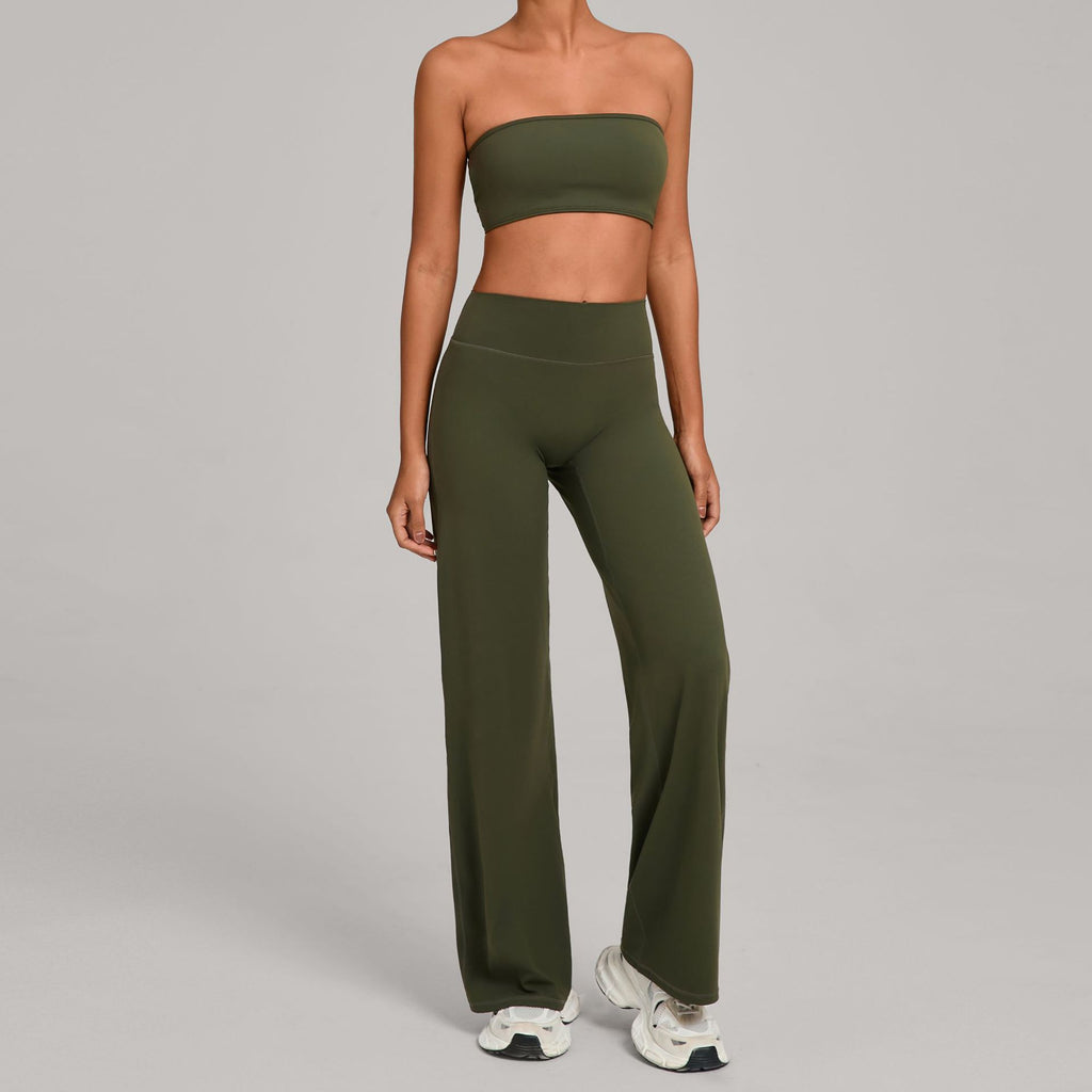 Second-Skin Bandeau Cross Back Yoga Set | Outdoor Running Fitness Two-Piece