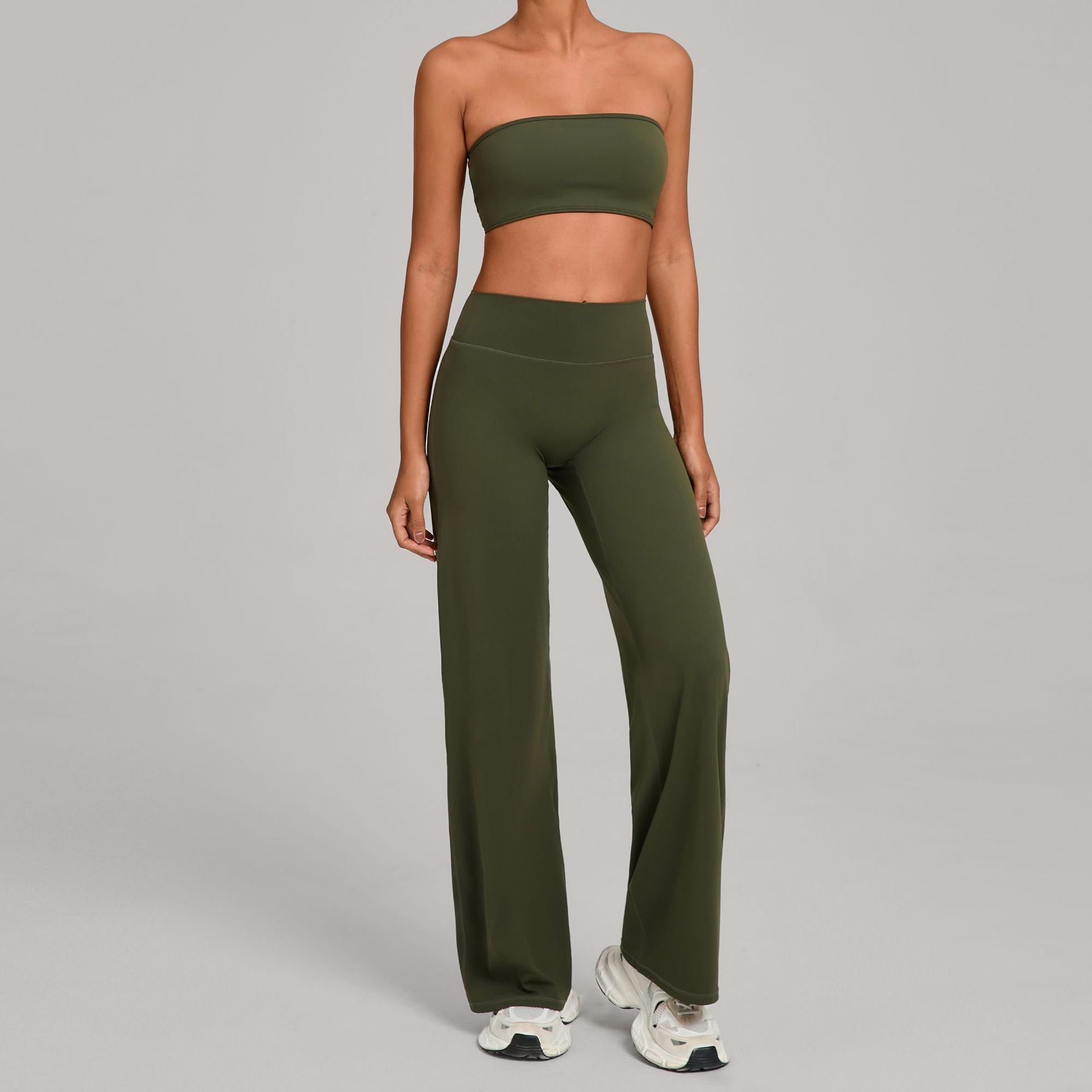 Second-Skin Bandeau Cross Back Yoga Set | Outdoor Running Fitness Two-Piece