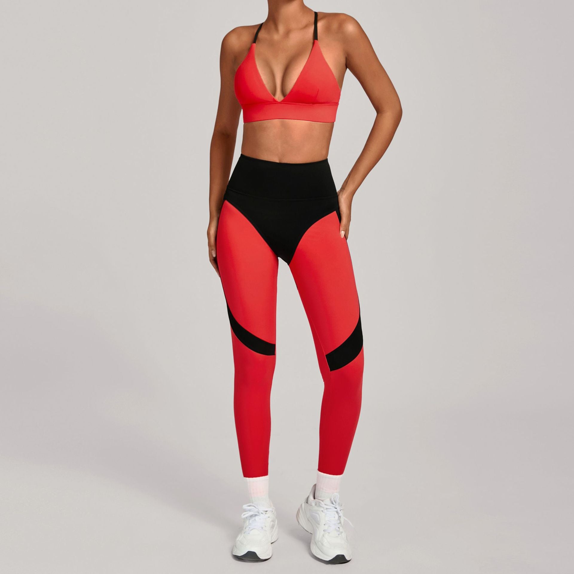 New Color Block Yoga Set | High-Waist Slim Fit Outdoor Fitness Two-Piece