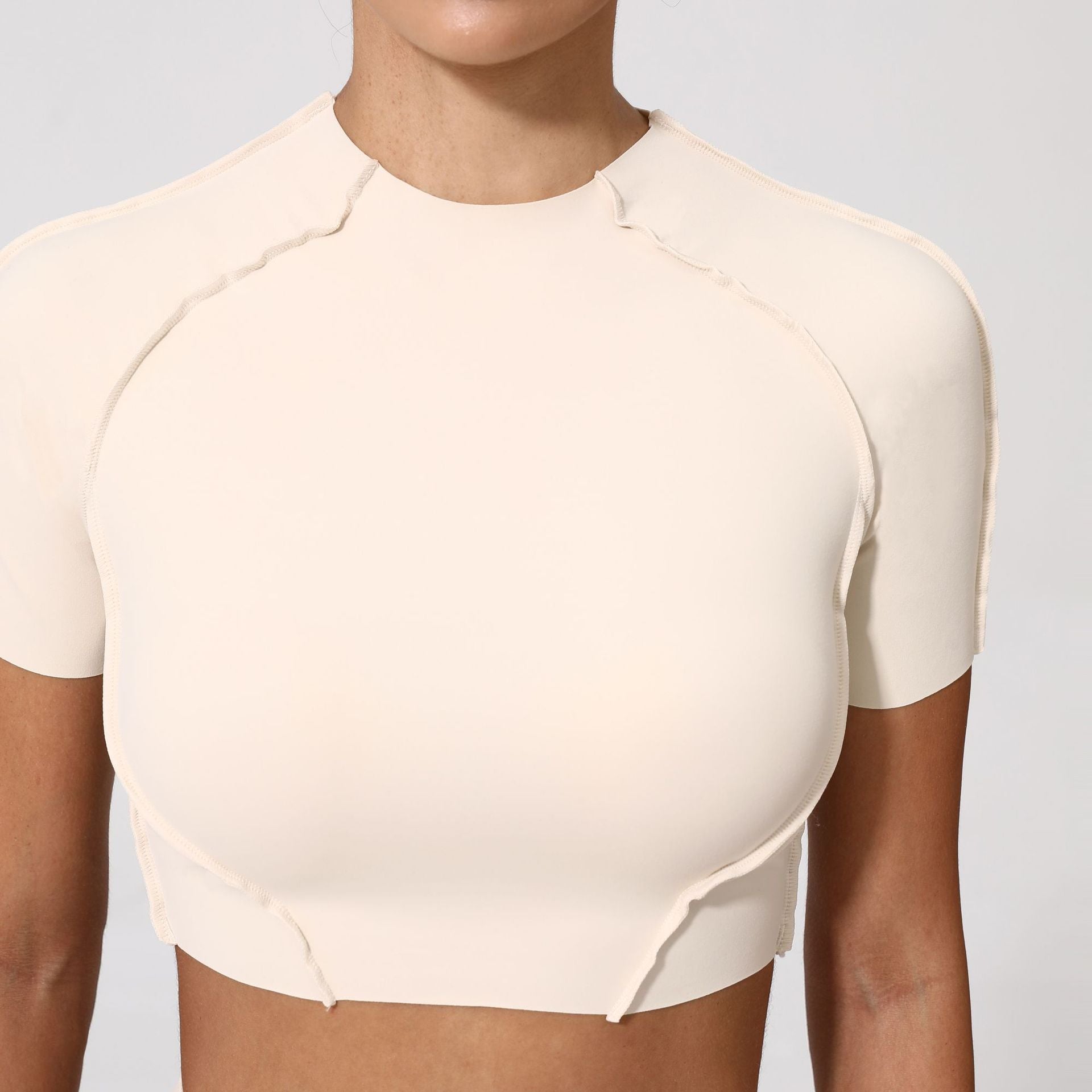 3D Seam Sculpting Yoga Tee｜Slim-Fit No-Bra High-Stretch Lightweight Fitness Top