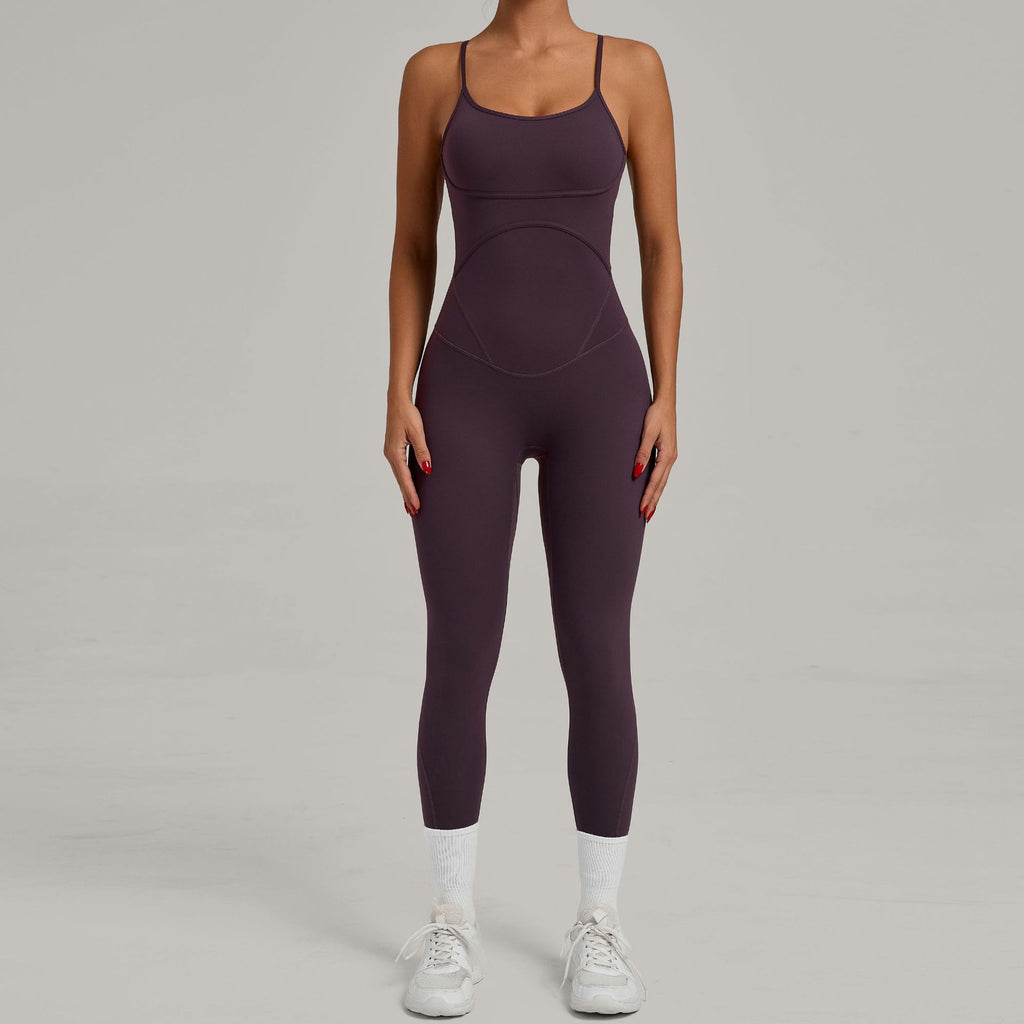 Cross Adjustable Strap Lifting Tight Yoga Jumpsuit Running Fitness Bodysuit