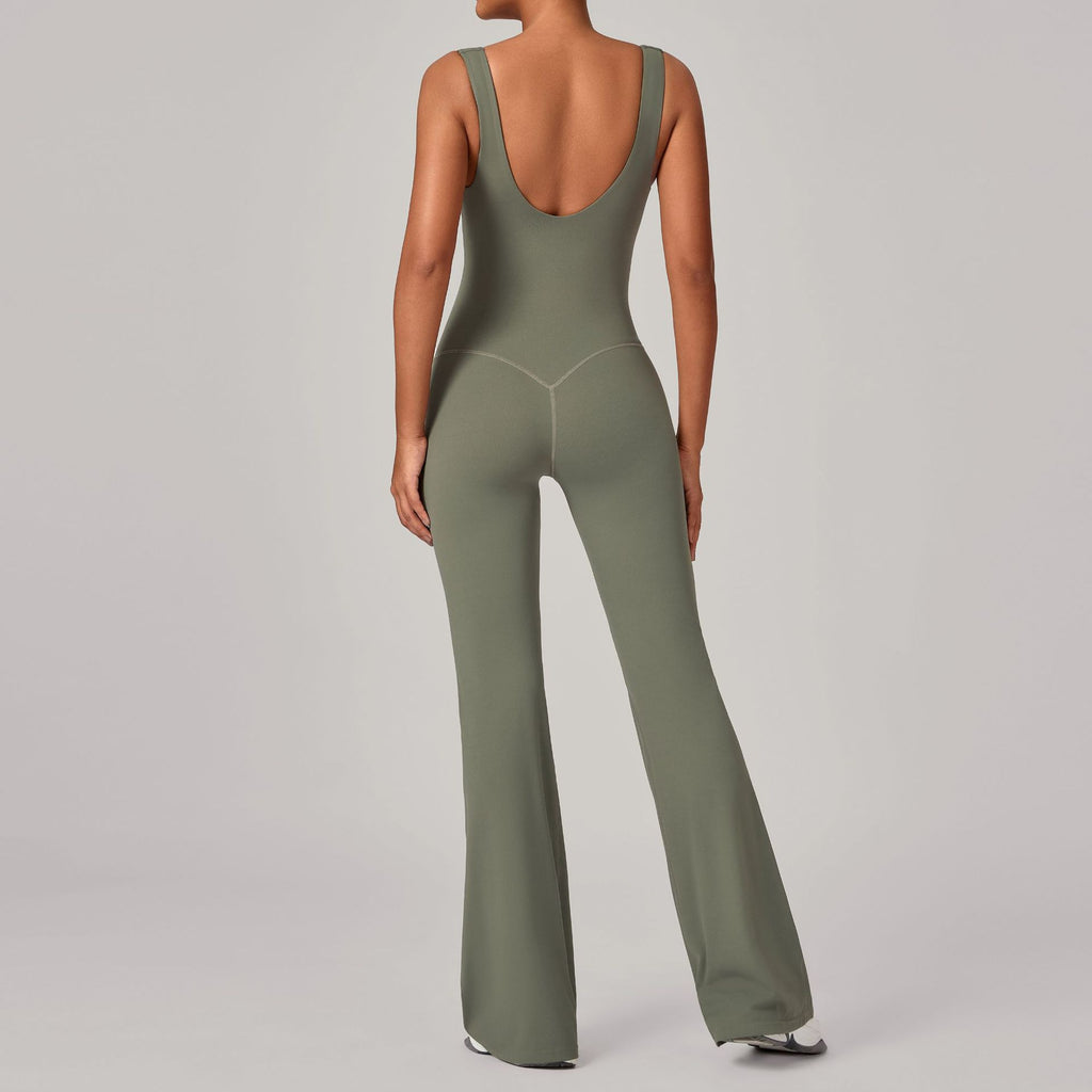 Flared Yoga Jumpsuit One-Piece Tight Wide-Leg Running Fitness Wear