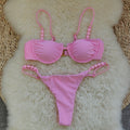 2026 Solid Color Thong Triangle Micro Bikini | Sexy Backless Women Two-Piece Swimwear
