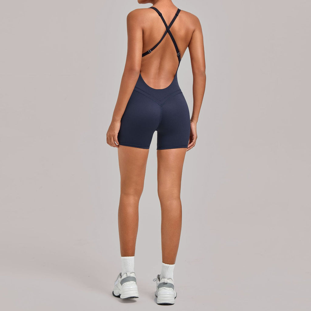 New Cross Back Yoga Jumpsuit Tight One-Piece Running Gym Bodysuit