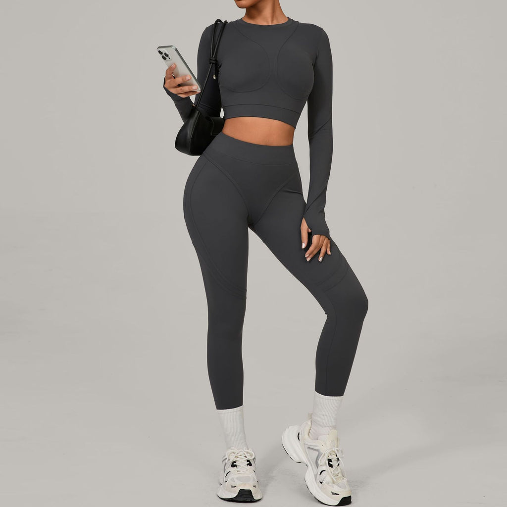 Brushed Compression Quick-Dry Yoga Set | Winter Outdoor Running Outfit